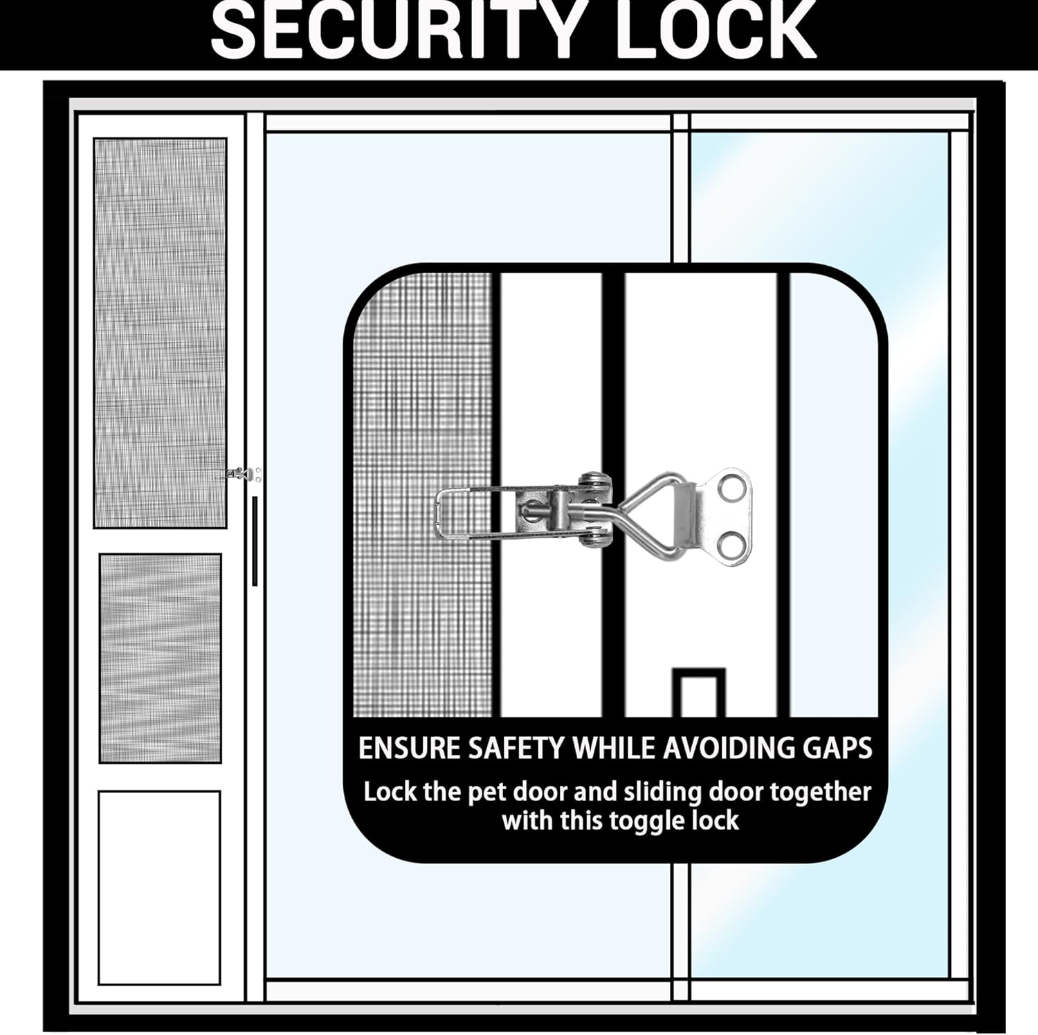 Dog Door for Sliding Door - Large Dog Door for Sliding Glass Door - Patio Sliding Door Dog Door Insert - Easy Installation, Security Lock, Weather Proof Panel